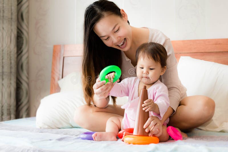 Girl riding toys mom