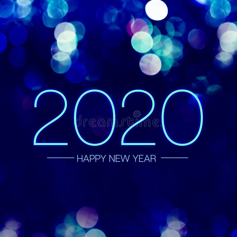 Счастливого нового 2020 года с голубым бокех светильником, сверкающим на темно-синем пурпурном фоне,поздравительная открытка праз стоковое изображение Счастливого нового 2020 года с голубым бокех светильником, сверкающим на темно-синем пурпурном фоне,поздравительная открытка праз стоковое изображение
