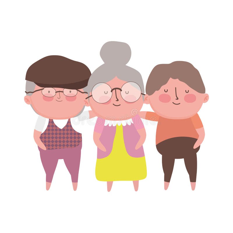 Happy grandparents day, grandfathers and granny together cartoon vector illustration. Happy grandparents day, grandfathers and granny together cartoon vector illustration