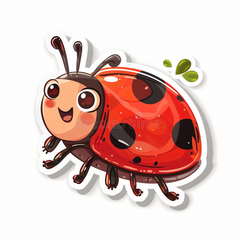 счастливый и веселый персонаж мультфильма божья коровка с милой и дружелюбной улыбкой бесплатная иллюстрация