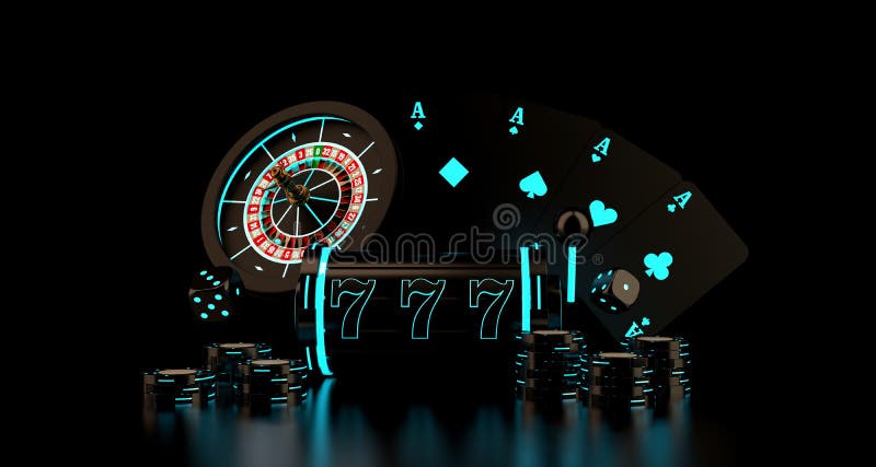 счастливый семь 777 игровой автомат игральные карты рулетка казино и кости. игра казино vegas. шанс удачи в азартных играх. иллюстрация вектора