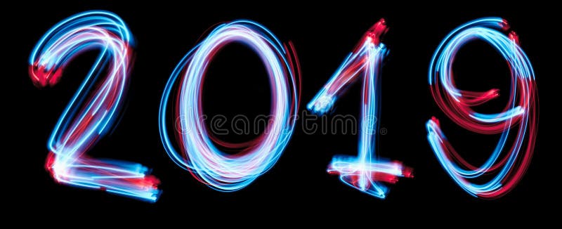2019 счастливых номеров Нового Года с backgrorund неоновых свет стоковое фото rf 2019 счастливых номеров Нового Года с backgrorund неоновых свет стоковое фото rf