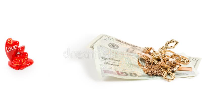 Счеты доллара, jewellery золота и влюбленность стоковые фото Счеты доллара, jewellery золота и влюбленность стоковые фото