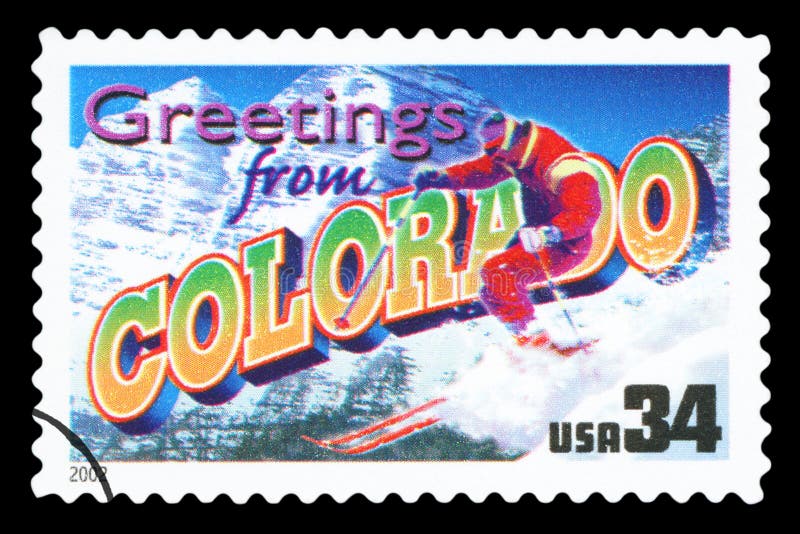 UNITED STATES OF AMERICA - CIRCA 2002: a postage stamp printed in USA showing an image of the Colorado state, circa 2002. UNITED STATES OF AMERICA - CIRCA 2002: a postage stamp printed in USA showing an image of the Colorado state, circa 2002.