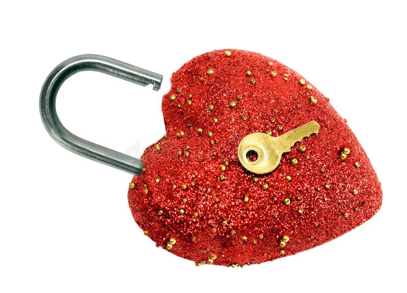 Съемка взгляда сверху padlock и золота замка открытого сердца форменная ключевая стоковые изображения rf Съемка взгляда сверху padlock и золота замка открытого сердца форменная ключевая стоковые изображения rf