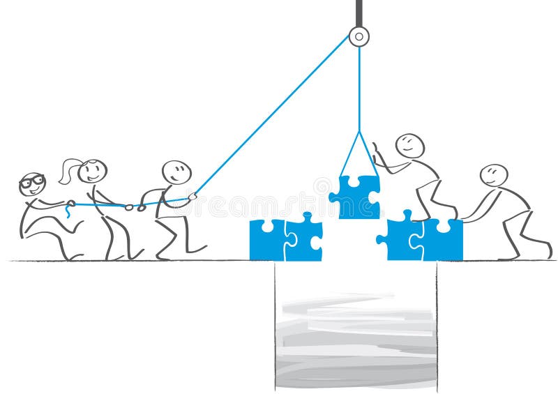 Business people team build a puzzle bridge. Business people team build a puzzle bridge