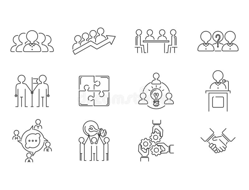 Сыгранность дела teambuilding тонкая линия значки работает вектор концепции человеческих ресурсов плана управления команды бесплатная иллюстрация Сыгранность дела teambuilding тонкая линия значки работает вектор концепции человеческих ресурсов плана управления команды бесплатная иллюстрация