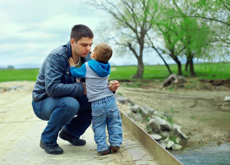 Father and son relationships. countryside landscape. Father and son relationships. countryside landscape