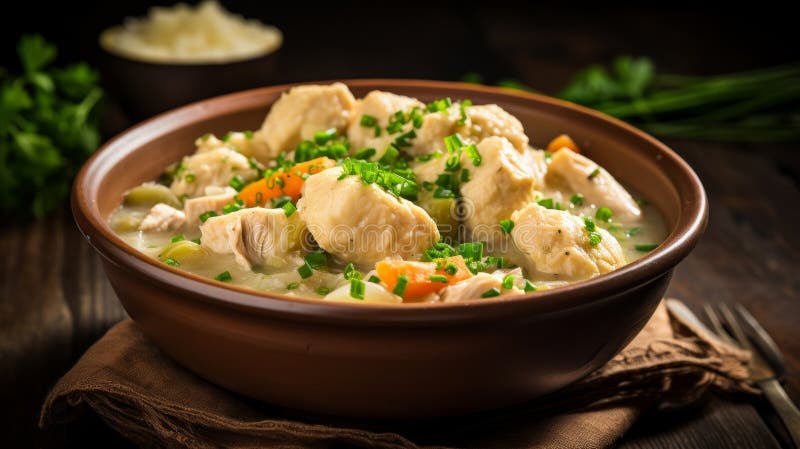 сытное и ароматное блюдо из курицы и пельменей иллюстрация вектора