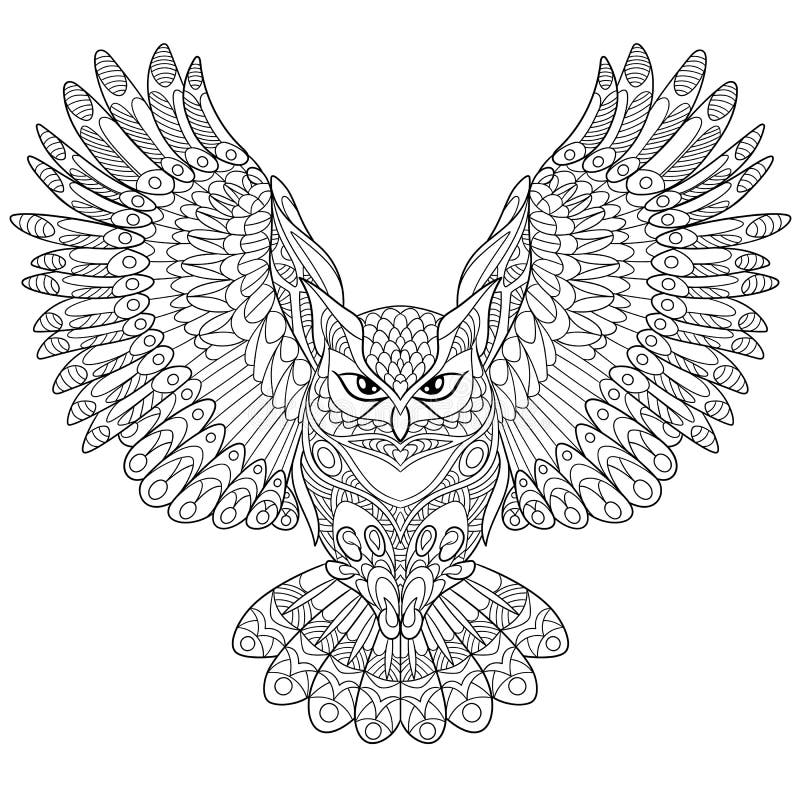 Сыч орла Zentangle стилизованный бесплатная иллюстрация Сыч орла Zentangle стилизованный бесплатная иллюстрация