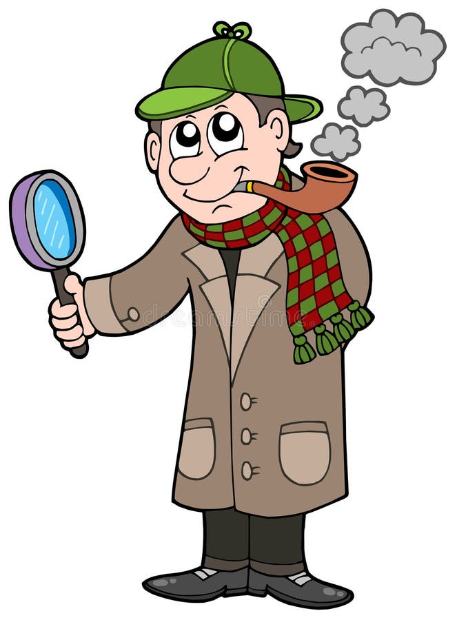 Cartoon detective on white background - vector illustration. Cartoon detective on white background - vector illustration.