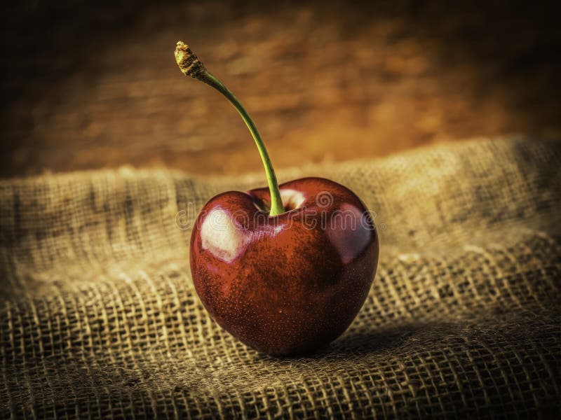 Сюрреалистическая симфония текстуры и вкуса CloseUp Cherry на текстурированном холсте бесплатная иллюстрация