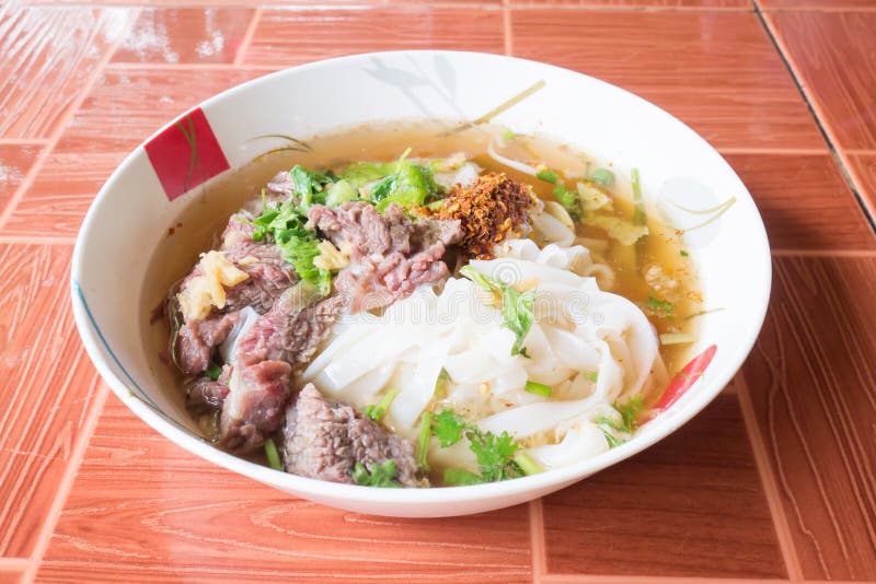 Thai food, Spicy noodle soup in a bowl ready to eating. Thai food, Spicy noodle soup in a bowl ready to eating