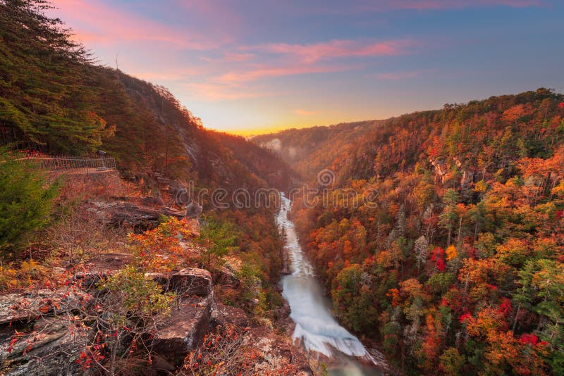 Tallulah Falls, Georgia, USA overlooking Tallulah Gorge in the autumn season. Tallulah Falls, Georgia, USA overlooking Tallulah Gorge in the autumn season