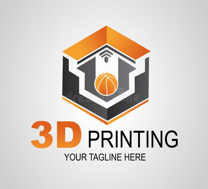Творческие логотип печати 3D или знак, значок Современный шарик печатания принтера 3D Аддитивное производство иллюстрация штока Творческие логотип печати 3D или знак, значок Современный шарик печатания принтера 3D Аддитивное производство иллюстрация штока
