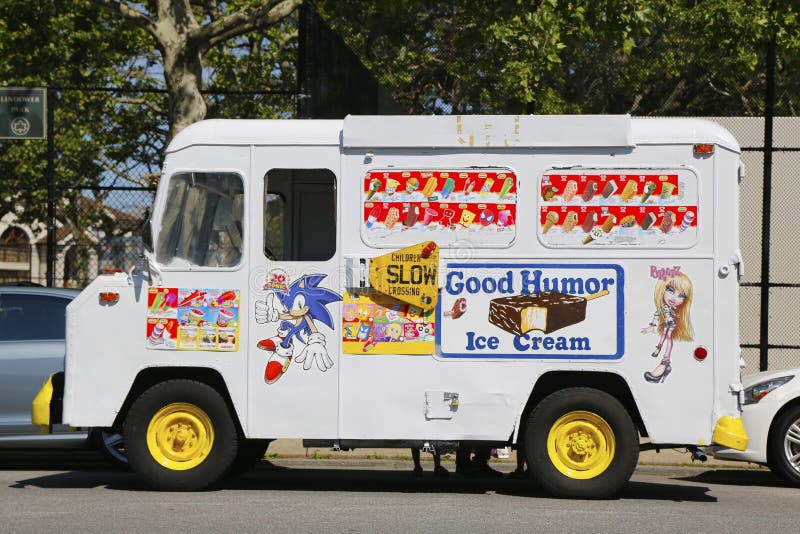 BROOKLYN, NEW YORK - JUNE 15: Good Humor ice cream truck in Brooklyn on June 15, 2014. Good Humor became a fixture in American popular culture, and at its peak in the 1950s the company operated 2,000 sales cars. BROOKLYN, NEW YORK - JUNE 15: Good Humor ice cream truck in Brooklyn on June 15, 2014. Good Humor became a fixture in American popular culture, and at its peak in the 1950s the company operated 2,000 sales cars