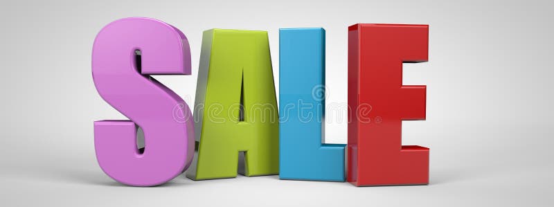 текст продажи 3d multicolor изолированный на белизне 3d представляют бесплатная иллюстрация