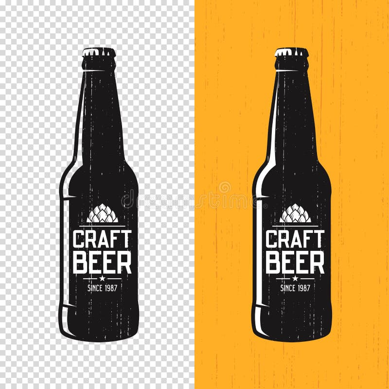 Textured craft beer bottle label design. Vector logo, emblem, typography. Textured craft beer bottle label design. Vector logo, emblem, typography