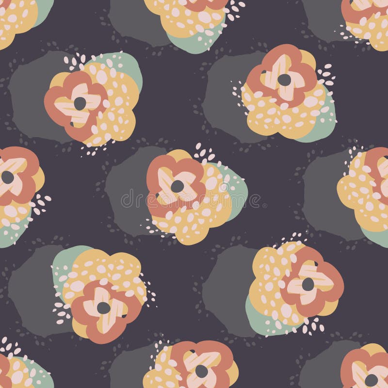 Темная коричневая флористическая фон daisy. Картина вектора цветения безшовная ретро. Стилизованная вычерченная винтажная текстура бесплатная иллюстрация