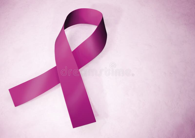 Pink breast cancer awareness ribbon on a marble background created in a Cinema4D. Pink breast cancer awareness ribbon on a marble background created in a Cinema4D