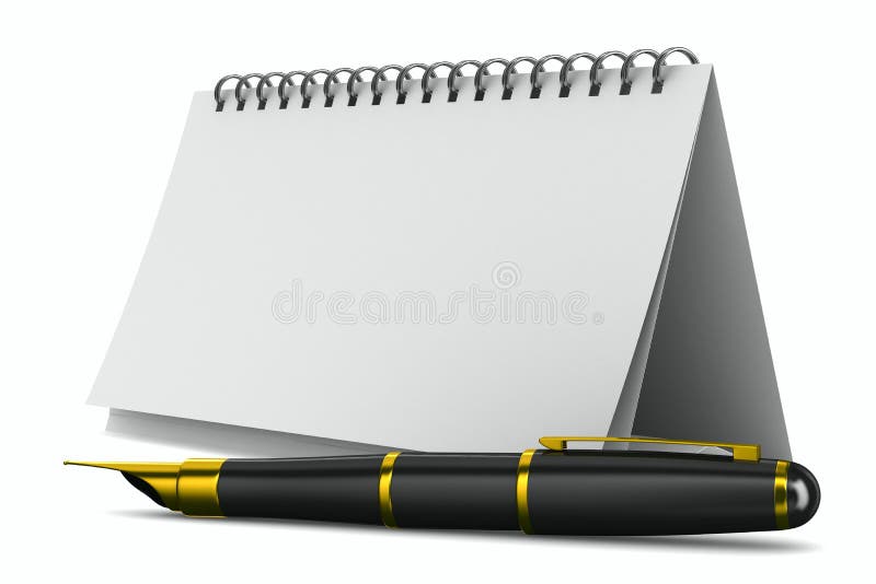 Notebook and pen on white background. 3D image. Notebook and pen on white background. 3D image