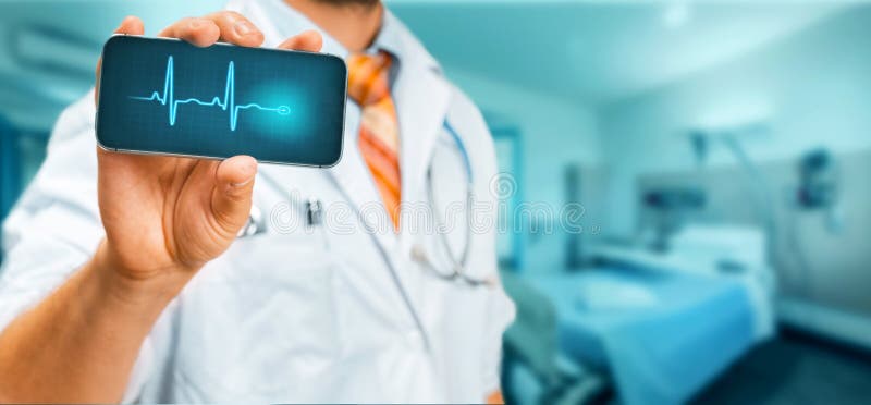 Технология в концепции здоровья и медицины Доктор С Smartphone С Медицинск App в больнице стоковые изображения Технология в концепции здоровья и медицины Доктор С Smartphone С Медицинск App в больнице стоковые изображения