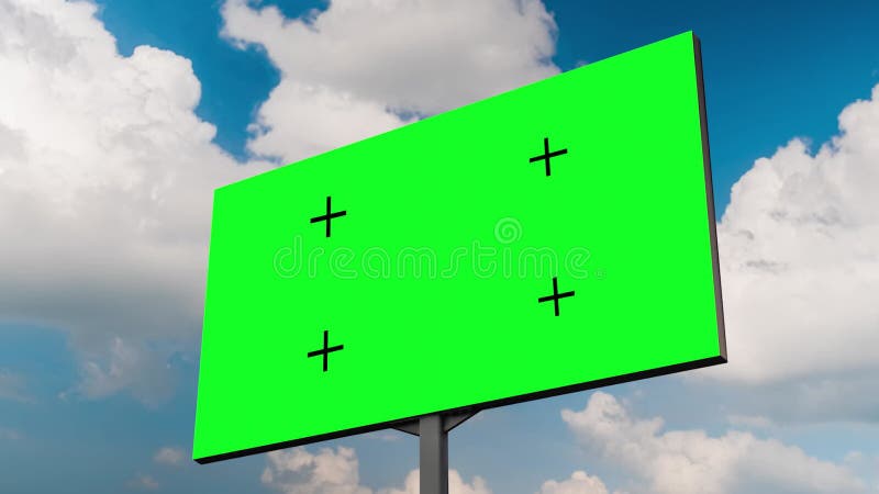 тимелапс зеленый плакат и движение белых облаков против синего неба акции видеоматериалы