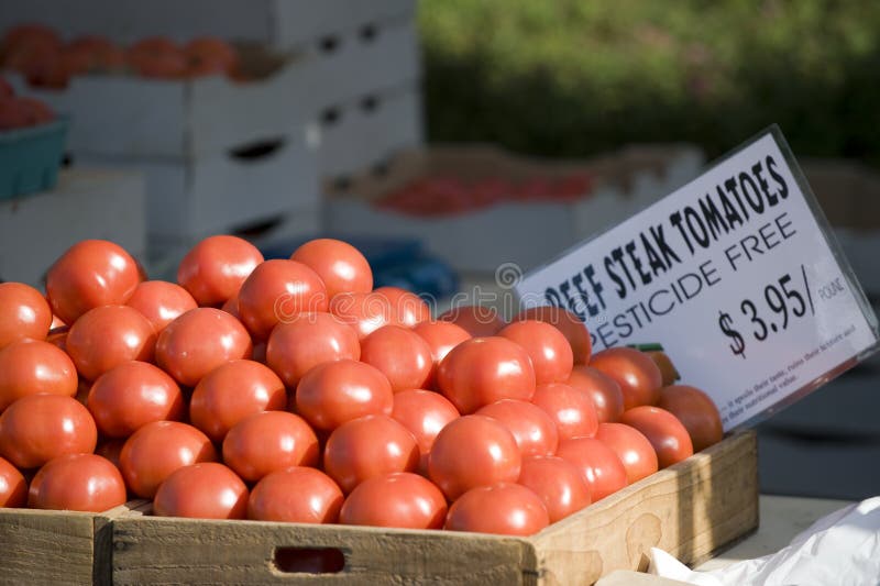 Farmers market pesticide free beef steak tomatoes. Farmers market pesticide free beef steak tomatoes.