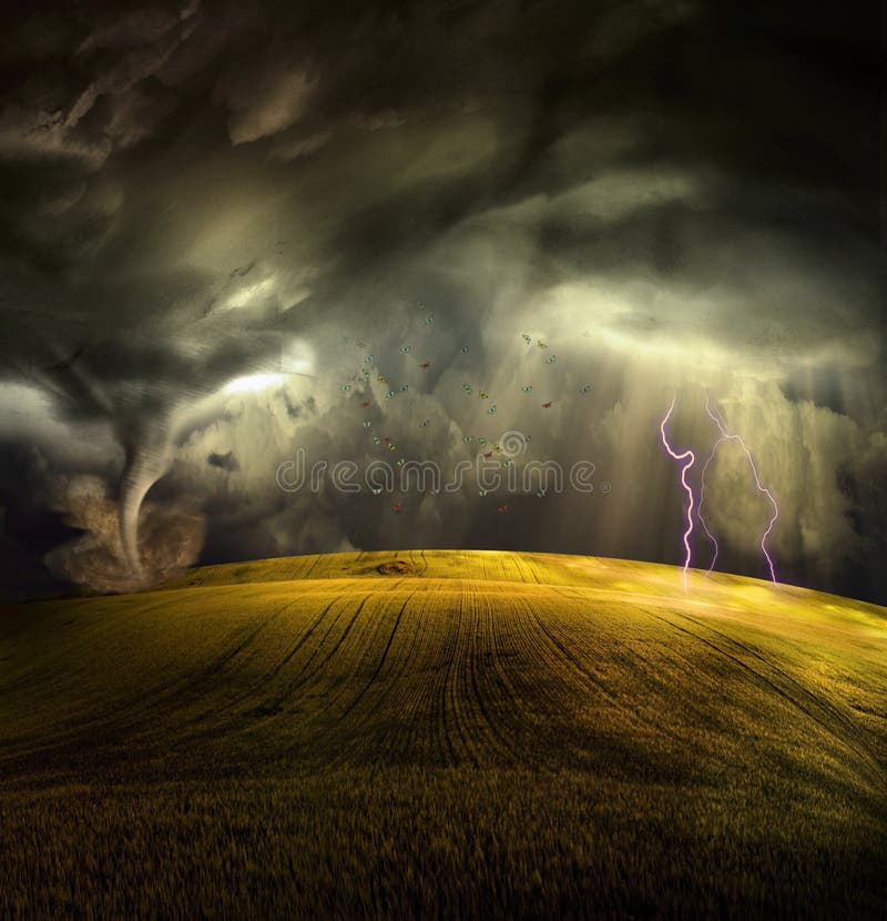 торнадо ландшафта бурный иллюстрация штока. иллюстрации насчитывающей ...