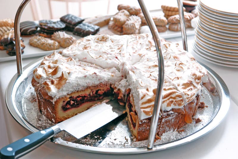 Birthday cake on a silver plate. Birthday cake on a silver plate