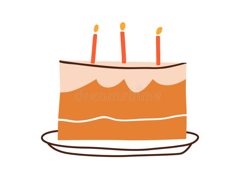 торт на день рождения с тремя свечами. bday party десерт. сладкий праздничный кондитерский на тарелке. праздничная еда бесплатная иллюстрация