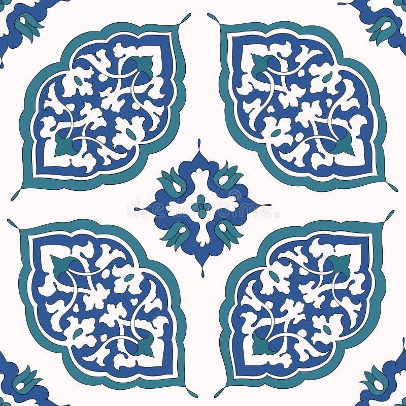 Традиционный арабский орнамент безшовный флористическая орнаментальная картина Iznik вектор Справочная информация