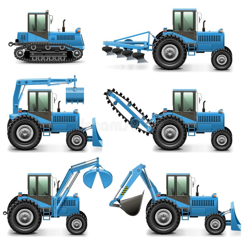 Vector Agricultural Tractor Set 1 on white background. Vector Agricultural Tractor Set 1 on white background