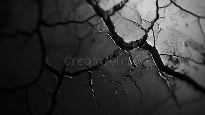 Треснутая текстура Земли в монохромном CloseUp стоковая фотография