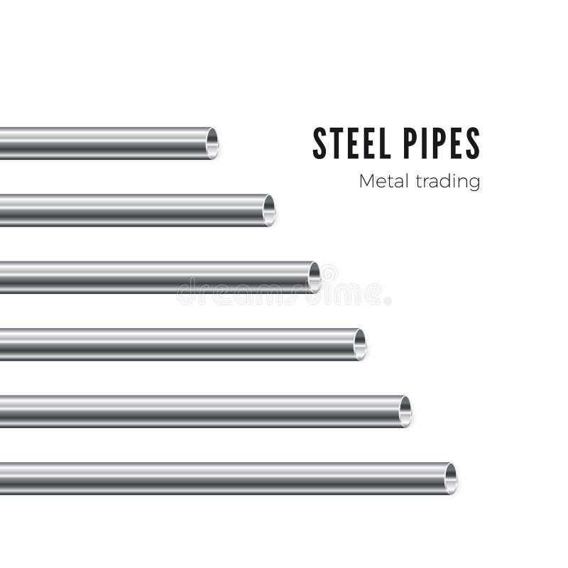 Metal pipe. Steel tubes banner. Vector illustration isolated on white background. Metal pipe. Steel tubes banner. Vector illustration isolated on white background.