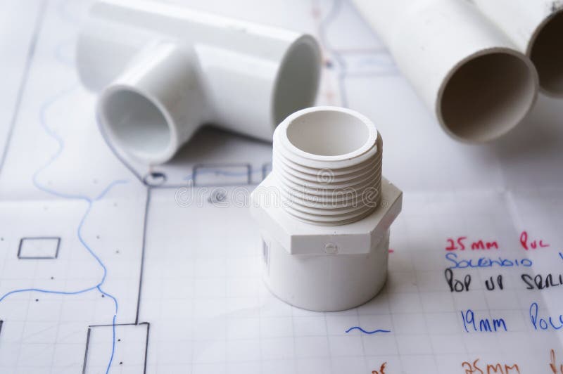 Irrigation and reticulation plumbing parts on reticulation plan. Irrigation and reticulation plumbing parts on reticulation plan.