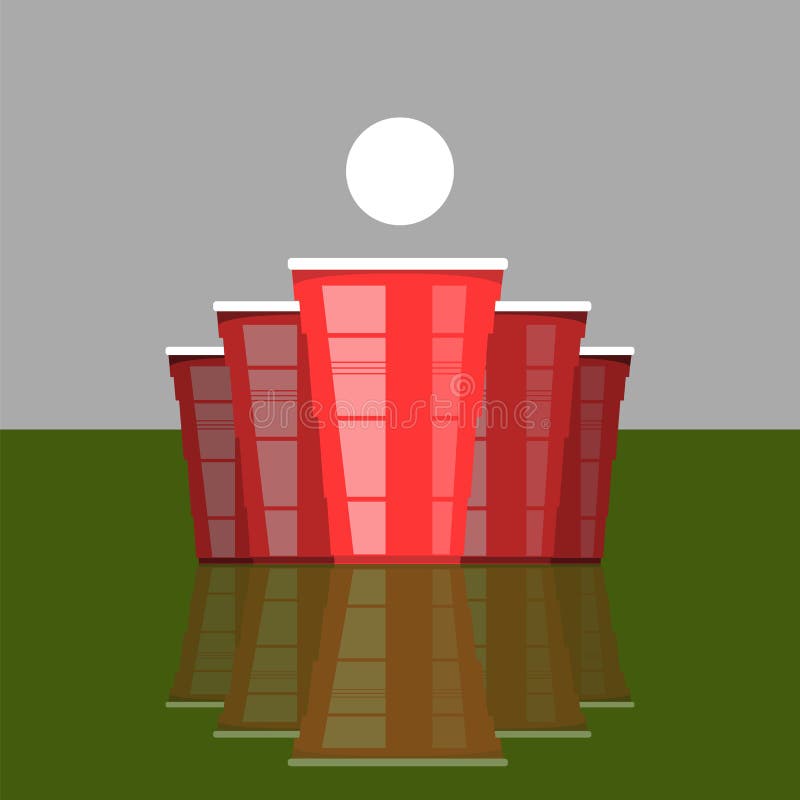 Турнир pong пива Красные чашки и белый теннисный мяч Забавная игра для партии Традиционное выпивая время бесплатная иллюстрация Турнир pong пива Красные чашки и белый теннисный мяч Забавная игра для партии Традиционное выпивая время бесплатная иллюстрация
