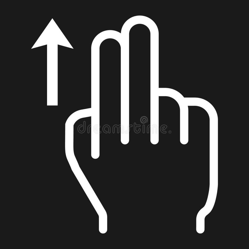 2 finger Swipe up line icon, touch and hand gestures, mobile interface and drag up vector graphics, a linear pattern on a black background, eps 10. 2 finger Swipe up line icon, touch and hand gestures, mobile interface and drag up vector graphics, a linear pattern on a black background, eps 10.