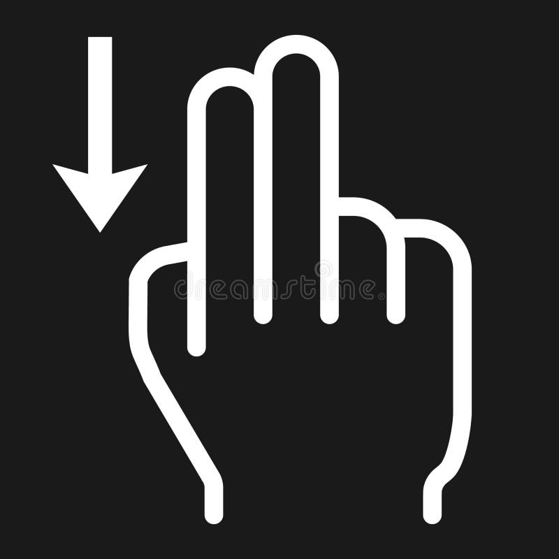 2 finger Swipe down line icon, touch and hand gestures, mobile interface and drag down vector graphics, a linear pattern on a black background, eps 10. 2 finger Swipe down line icon, touch and hand gestures, mobile interface and drag down vector graphics, a linear pattern on a black background, eps 10.