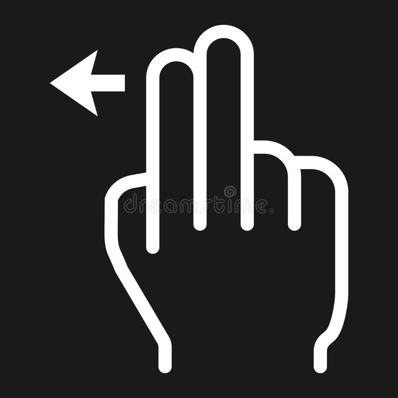 2 finger Swipe left line icon, touch and hand gestures, mobile interface and drag down vector graphics, a linear pattern on a black background, eps 10. 2 finger Swipe left line icon, touch and hand gestures, mobile interface and drag down vector graphics, a linear pattern on a black background, eps 10.