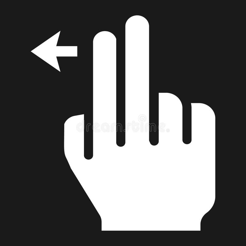 2 finger Swipe left solid icon, touch and hand gestures, mobile interface and drag down vector graphics, a filled pattern on a black background, eps 10. 2 finger Swipe left solid icon, touch and hand gestures, mobile interface and drag down vector graphics, a filled pattern on a black background, eps 10.