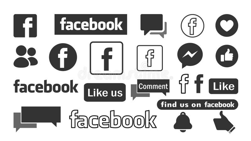 Уведомление Facebook устанавливает новые кнопки как в черные значки Facebook кнопок и вектор логотипа на белой предпосылке бесплатная иллюстрация Уведомление Facebook устанавливает новые кнопки как в черные значки Facebook кнопок и вектор логотипа на белой предпосылке бесплатная иллюстрация
