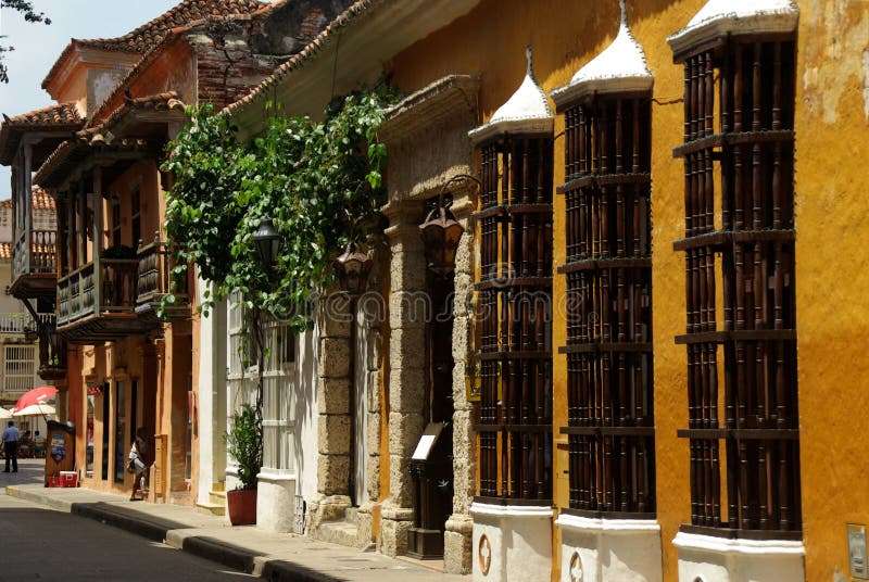 улица colonial cartagena стоковое фото улица colonial cartagena стоковое фото