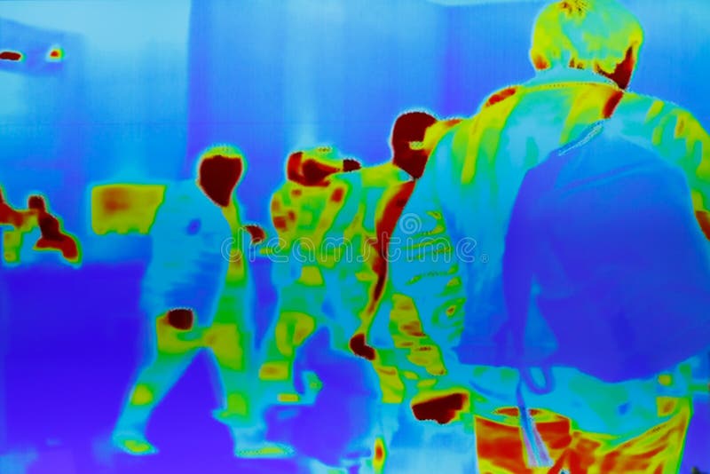 Ультракрасное термальное изображение группы в составе пассажиры стоковые изображения Ультракрасное термальное изображение группы в составе пассажиры стоковые изображения