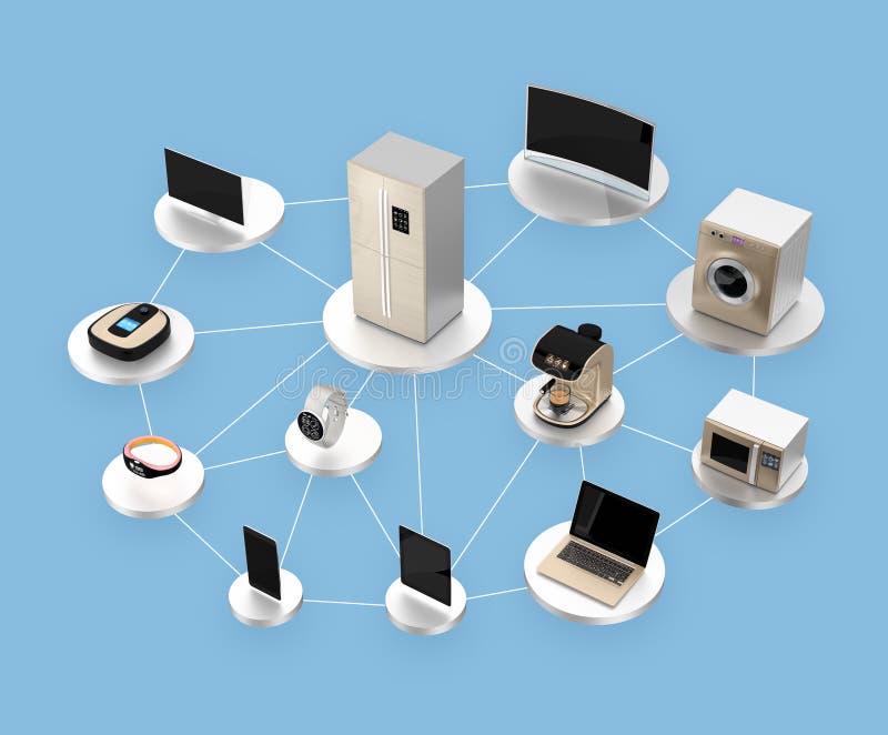 Умные приборы в сети Концепция для IoT бесплатная иллюстрация