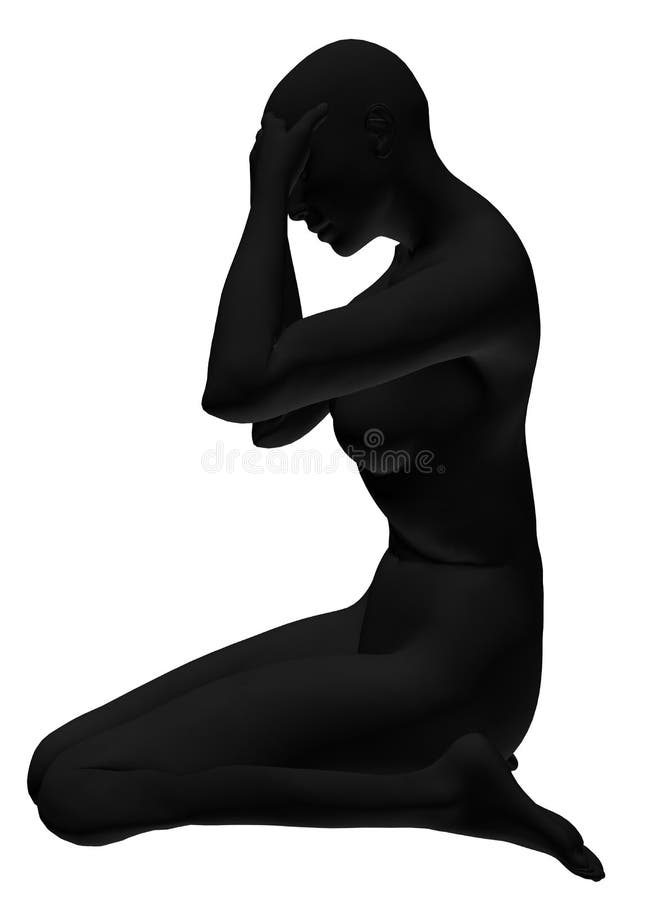 Woman in sad sitting pose holding head ni her hands side view. Isolated on a white background. Woman in sad sitting pose holding head ni her hands side view. Isolated on a white background.