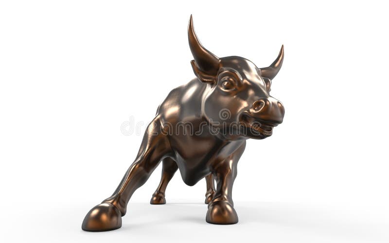 Wall Street Charging Bull Statue Isolated on White Background. 3d render. Wall Street Charging Bull Statue Isolated on White Background. 3d render