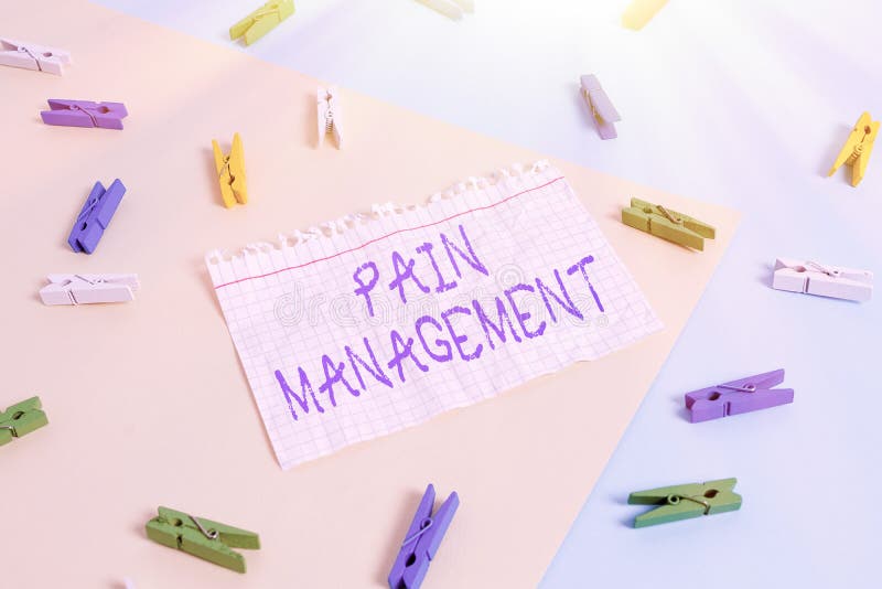 Word writing text Pain Management. Business photo showcasing a branch of medicine employing an interdisciplinary approach Colored clothespin paper empty reminder yellow blue floor background office. Word writing text Pain Management. Business photo showcasing a branch of medicine employing an interdisciplinary approach Colored clothespin paper empty reminder yellow blue floor background office