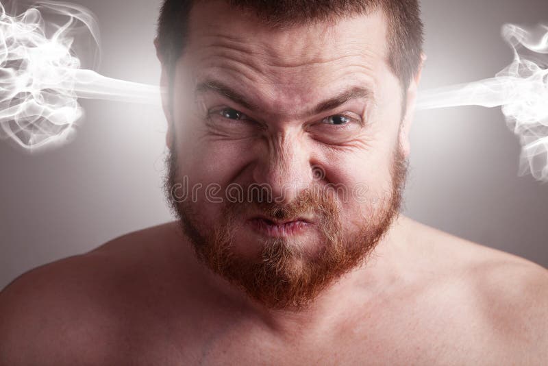 Stress concept - angry frustrated man with exploding head. Stress concept - angry frustrated man with exploding head