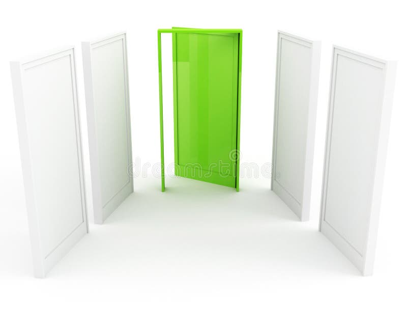 Green door to success concept. Green door to success concept